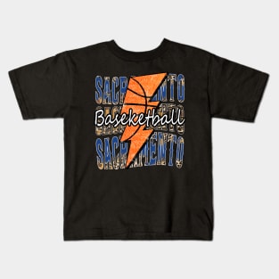 Graphic Basketball Sacramento Proud Name Vintage Kids T-Shirt